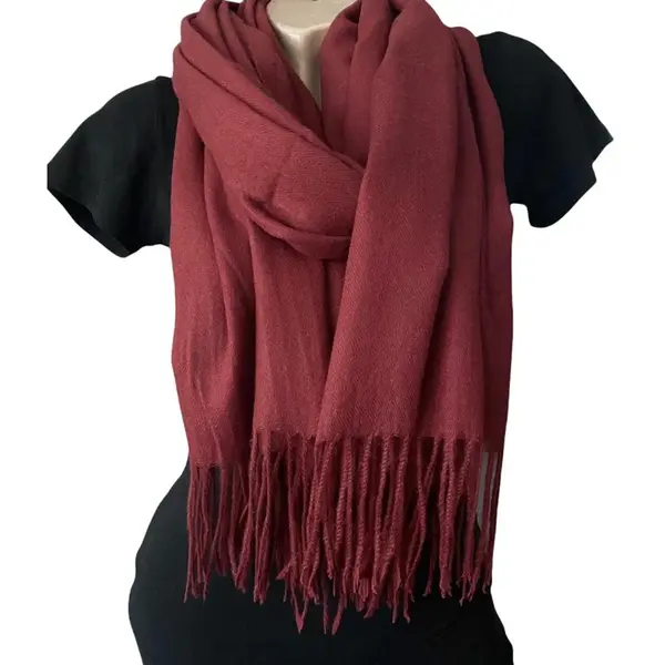 Lange Warme Sjaal - Bordeauxrood - 200 X 75 Cm (823336#) thumbnail