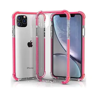 ShieldCase Bumper Shock Case Geschikt Voor Apple IPhone 11 Pro Max - Transparant Hoesje Met Gekleurde Randen - Kwalitatieve Backcover - Roze