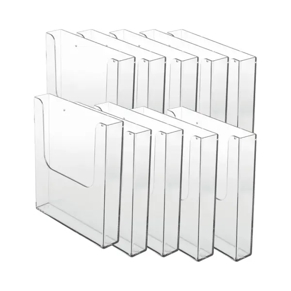 Bbase 10 Pack Folderhouder Voor Aan De Wand A5 Formaat Staand| Folderrek | Brochurehouder | Folderdisplay | Folderbak Hangend| A5 Formaat thumbnail