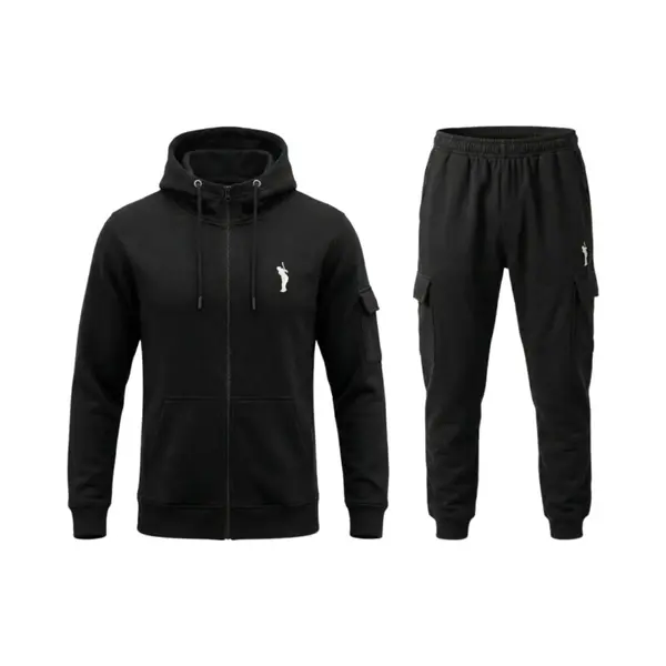 Hitman - Trainingspak Heren - Joggingpak Heren - Sportkleding Heren - Cadeau Voor Man - Cargo Stijl - 7 Zakken - Katoen - Zwart - Maat M thumbnail