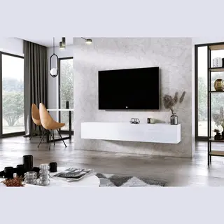 Meubel Square - Tv Meubel Diamond - Wit / Hoogglans Wit - 180cm - Hangend Tv Kast