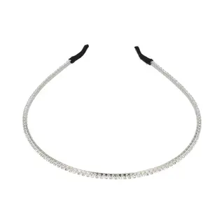 Haarsoires Haarband Diadeem 0, 3cm – 1 Rij Strass Steentjes – Metaal – Zilver - Glanzende Haaraccessoire Voor Feest Of Bruiloft