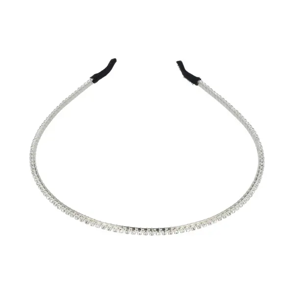 Haarsoires Haarband Diadeem 0, 3cm – 1 Rij Strass Steentjes – Metaal – Zilver - Glanzende Haaraccessoire Voor Feest Of Bruiloft thumbnail
