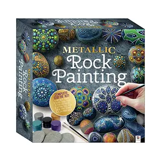 Hinkler - Metallic Rock Painting - Rock Painting Complete Starter Kit - Arts And Crafts For Everyone - Gift For Art Lovers - Includes Rocks, Metallic