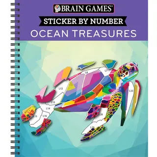 Brain Games - Sticker By Number- Brain Games - Sticker By Number, Ocean Treasures (13 Images To Sticker)