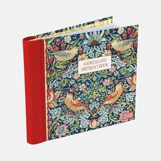 The Gifted Stationery Co. Ltd. William Morris Strawberry Thief Address & Birthday Book – William Morris Address Book With Birthday Reminder Sections – Cloth-Covered Spiral Bound