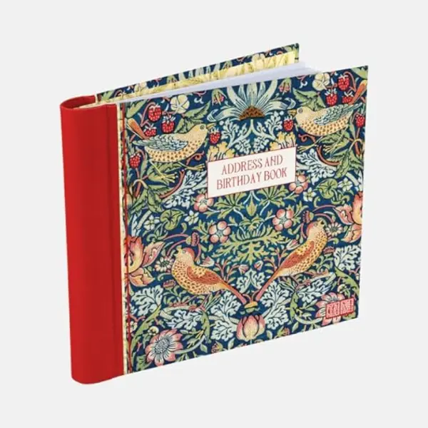 The Gifted Stationery Co. Ltd. William Morris Strawberry Thief Address & Birthday Book – William Morris Address Book With Birthday Reminder Sections – Cloth-Covered Spiral Bound thumbnail
