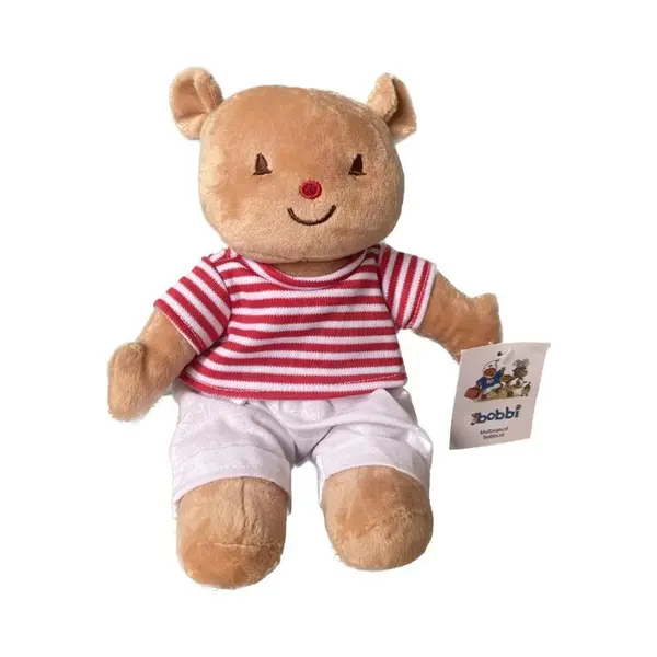 Bobbi Knuffel - Beer Met Rood Wit Gestreept Truitje - 25 Cm thumbnail