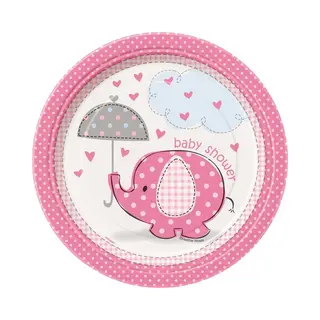 Haza-Witbaard Borden Umbrellaphants Pink 18cm 8 Stuks