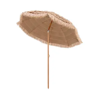 Costway Parasol Hawaii, Strandscherm, Stro, Upf 50+, 30° Knikbaar, Tuinscherm, Stroparasol, Marktparasol, Terrasparasol Voor Tuin, Balkon, Strand