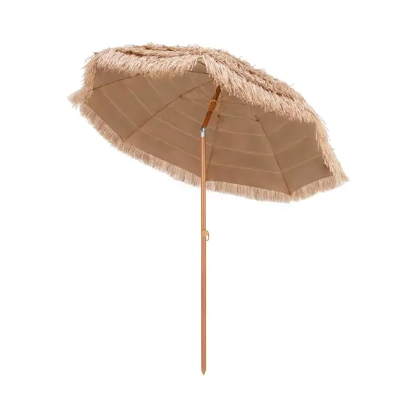 Costway Parasol Hawaii, Strandscherm, Stro, Upf 50+, 30° Knikbaar, Tuinscherm, Stroparasol, Marktparasol, Terrasparasol Voor Tuin, Balkon, Strand thumbnail