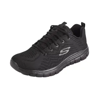 Skechers Women's Graceful Get Connected Sneaker, Black Mesh White Trim, 5 Uk