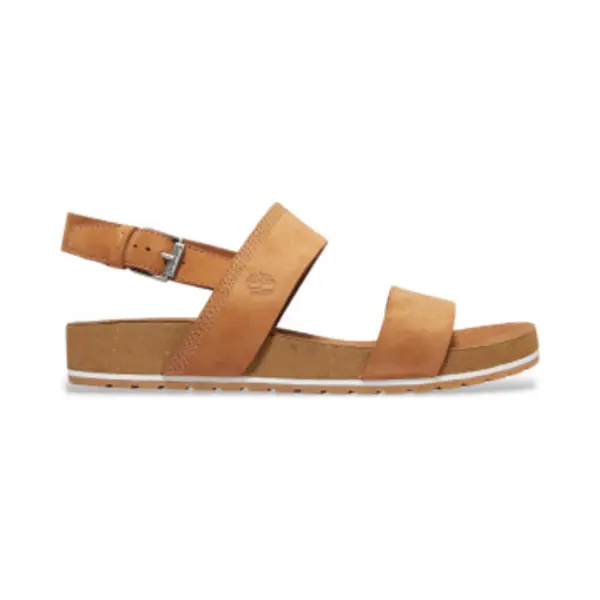 Timberland For Woman. TB0A1MQGF131 Malibu Waves Brown Double Strap Leather Sandals (39 W), 1 To 3 Cm, Buckle, Casual thumbnail