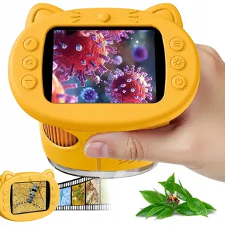Kindermicroscopen - 1000x Digitale Kinder Microscoop - Geel - 2.4 Inch Scherm & 200 Mp Camera - 600mAh Oplaadbaar - Educatief & Wetenschappelijk
