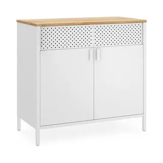 Vasagle Double-Door Floor Cabinet, Natural + White