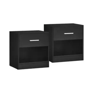 Vasagle Bedside Table With Open Compartment And Drawer, Balck