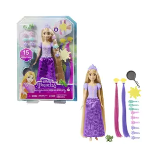 Mattel Disney Princess Fairy-Tale Hair Rapunzel Doll and 10+ Hairstyling Accessories, Plus Color Change