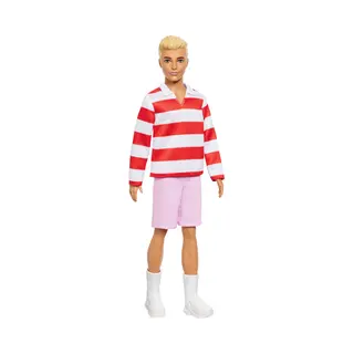 Barbie Fashionistas Ken Doll #241 in Red Striped Top and Pink Shorts with White Sneakers, Blonde