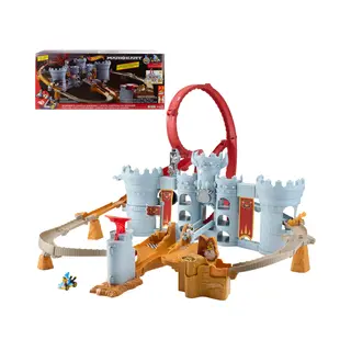 Hot Wheels Mario Kart Bowsers Kasteel, Baanset met Metalen Kamek Speelgoedauto (Schaal 1:64) en Opbergruimte
