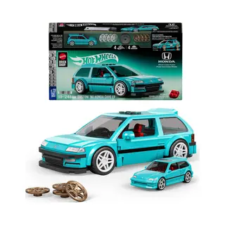 Mattel Brick Shop Hot Wheels Custom '90 Honda Civic Ef speelgoedkit om mee te bouwen (248 onderdelen), voor verzamelaars