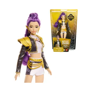 Mattel KPop Demon Hunters Huntr/X Rumi 'Golden' zingende pop in outfit (die ook uit kan) en 5 beweegbare gewrichten