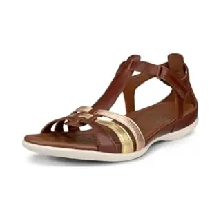 Ecco Women's Flash T-Strap Sandal, Mink Gold Hammered Bronze, 5/5.5 Uk