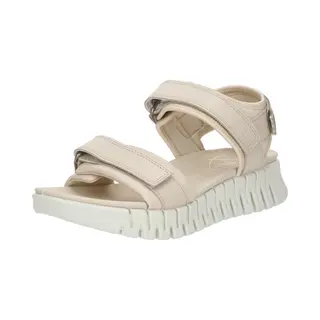 Ecco Gruuv Sandal Beige Leather Womens Wedge Sandals 213103-01378 In A Plain Leather In Size 37