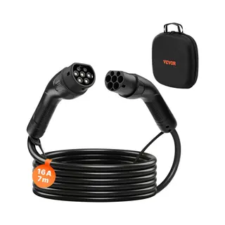 Vevor Ev-Oplaadkabel, 16 A, 7 M, Max. 11 Kw, Verlengsnoer, Compatibel Met Type 2 Elektrische Voertuigladers, 3-fase Ac 480 V 50 Hz, IP65,