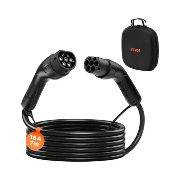 Vevor Ev-Oplaadkabel, 16 A, 7 M, Max. 11 Kw, Verlengsnoer, Compatibel Met Type 2 Elektrische Voertuigladers, 3-fase Ac 480 V 50 Hz, IP65, thumbnail