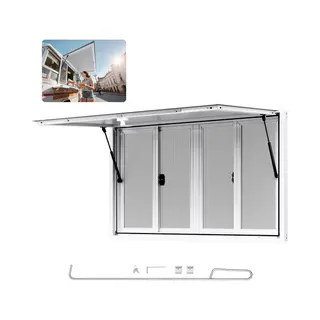Vevor Food Trailer Raam (1346 X 838 Mm Installatie Afmetingen) Draaibaar, Food Trailer Serveerraam Met 85° Openingshoek En 4 Schuiframen, Concessie