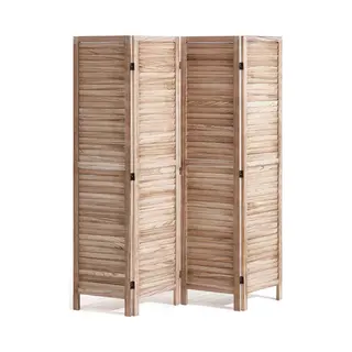 Vevor Draagbaar Houten Scherm Met Houten Rooster, 4 Panelen, Privacyscherm, Opvouwbaar, 1620 X 1700 X 18, 5 Mm, Scheidingswand Voor Ruimtes, Huis,