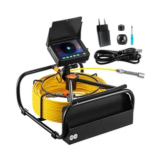 Vevor Inspectiecamera 30 M Afvoer Endoscoop Met 4, 3 Inch Display Met Verstelbaar 6 Leds, 16 Gb Sd-kaart, 3 X Zoom, Video, IP68 Waterdicht, Voor