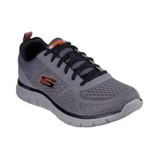 Skechers Men's Track Leshur Casual Shoes, Charcoal Mesh/Synthetic/Orange Trim, 8.5 Uk