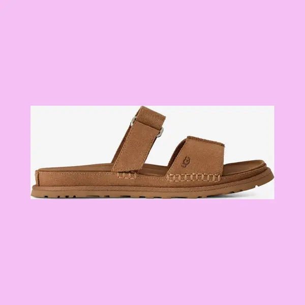 UGGvoor Vrouwen. 1178590 GoldenGaze Slide Bruin Leren Sandalen (37), Plat, Geen, Casual thumbnail