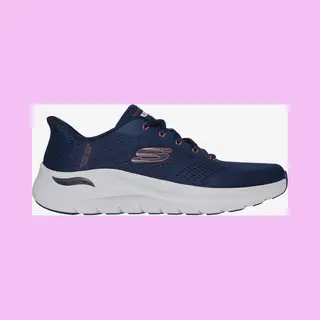 Skechers Hands-Free Slip-ins Arch Fit 2.0 Lestur Sneakers Voor Heren, Synthetische Rode Rand Van Marine Mesh, 42 Eu
