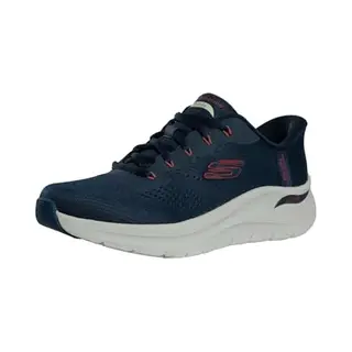 Skechers Hands-Free Slip-ins Arch Fit 2.0 Lestur Sneakers Voor Heren, Synthetische Rode Rand Van Marine Mesh, 45 Eu