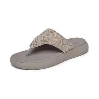 Skechers Asana Sandales Plates De Luxe Pour Femme, Taupe, Pointure 37