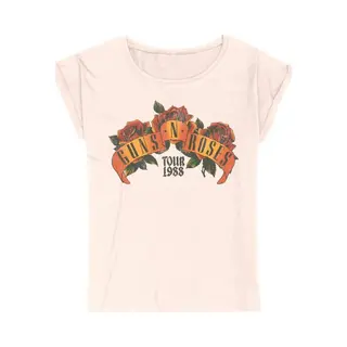Guns N' Roses T-shirt - Appetite Tour 1988 Roses - S Tot 3XL - Voor Vrouwen - Lichtroze