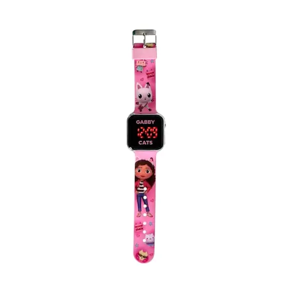 Accutime GAB4078 Led-Kinderuhr Gabby's Dollhouse, Digitaluhr Mit Led-Anzeige Für Uhrzeit Und Datum, Weiches Acryl-Armband, Lange Batterielaufzeit, thumbnail