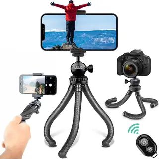 Lurk® 3 In 1 Flexibele Octopus Tripod Statief Voor Smartphone&(actie)camera - Incl. Telefoonklem En Bluetooth Afstandsbediening - 25 Cm