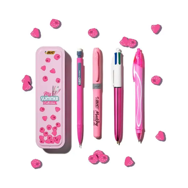 Bic Summer Pink Box Zwart, Blauw, Groen, Rood Intrekbare balpen met klembevestiging 5 stuk(s) thumbnail