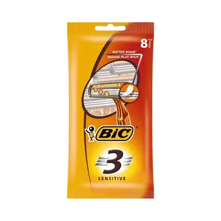 Bic 3 Sensitive Pouch Wegwerpscheermesjes 8 Stuks