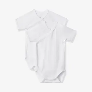 Set Van 2 Rompertjes Met Korte Mouwen Voor Pasgeborenen Petit Bateau Wit