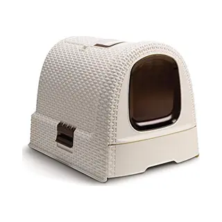 Curver Cat Toilet House - Closed Litter Tray - Removable Bottom Compartment For Easy Cleaning - Litter Scoop And Floor Mat Included - Dimensions, 51