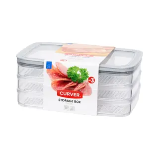 Curver Vleeswarendoos - 3x- 0.8 L - 22.5 X 15.5 X 9 Cm - Inclusief Deksel - Opbergdoos - Storage Box - Beleg - Kunststof