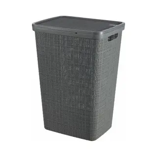 Curver Wasbox, Jute, 58 L, Vuile Wasmand Met Deksel, Goede Ventilatie, Ergonomische Handgrepen, Voor Badkamer Of Bijkeuken, 70% Gerecycled, 43 X 34 X