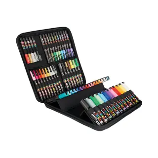Faber-Castell Uni-ball 186808 - Posca Marker Koffer Mit 60 Acrylstifte, Für Viele Oberflächen Geeignet, Verschiedene Spitzen Und Farben