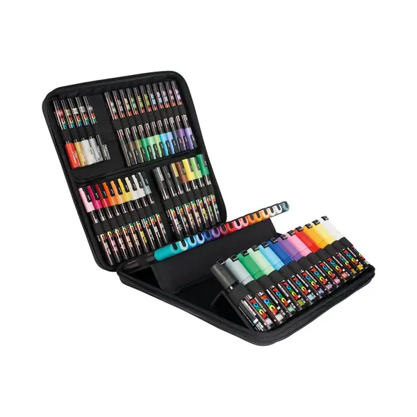 Faber-Castell Uni-ball 186808 - Posca Marker Koffer Mit 60 Acrylstifte, Für Viele Oberflächen Geeignet, Verschiedene Spitzen Und Farben thumbnail