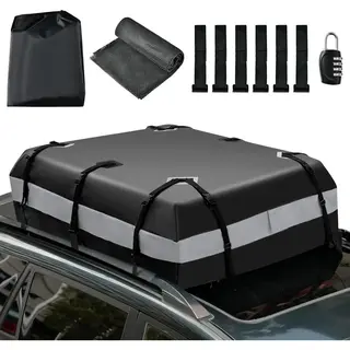 Costway Dakkoffer Voor De Auto, Inhoud 420 L, Waterdichte Daktas, Met Cijferslot, 6 Deurhaken, Antislipmat En Draagtas, Opvouwbare Bagagebox, Voor