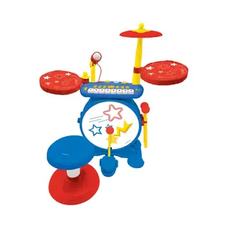 Lexibook, Elektronisches Schlagzeug Für Kinder, Musikspielzeug, Realistischer Trommelklang, 8-Tasten-Tastatur, MP3-Stecker, Inklusive Sitz, Blau/rot,